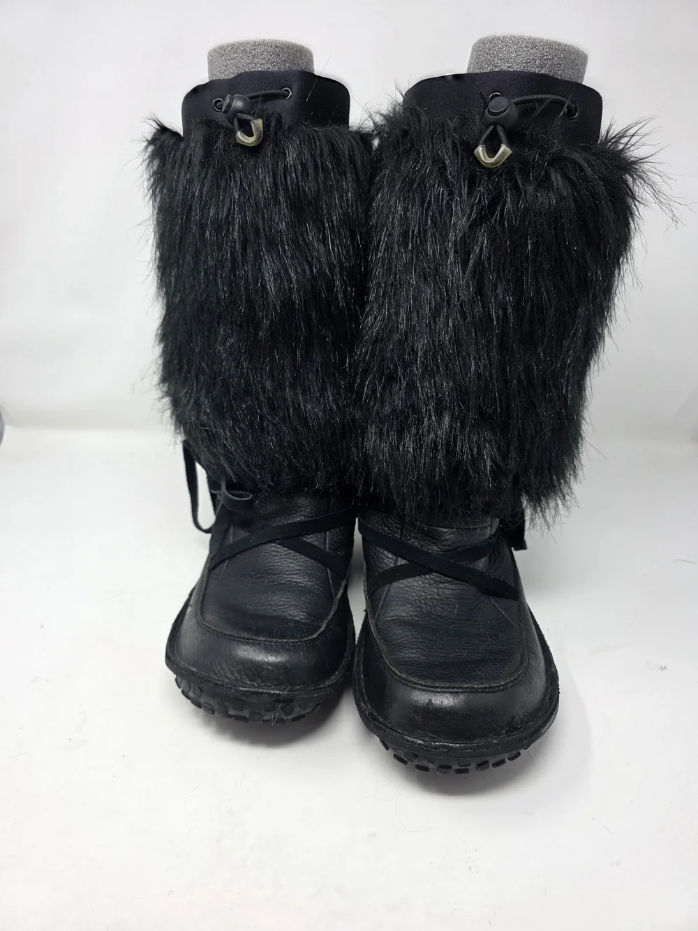 Sorel Ahnah Black Leather Faux Fur Thinsulate Winter Boots Womens Size 7